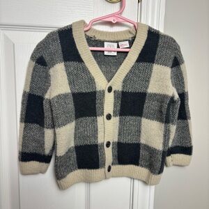 Zara baby Black and Cream Sweater with chunky cardigan 18-24 mo